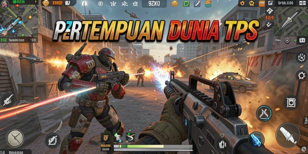 Screenshot gameplay 9ZK menampilkan aksi pertempuran seru di arena TPS.