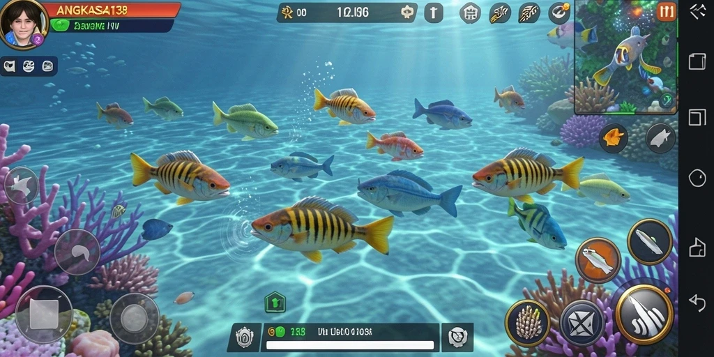 Tampilan gameplay seru dari ANGKASA138 saat menembak ikan.