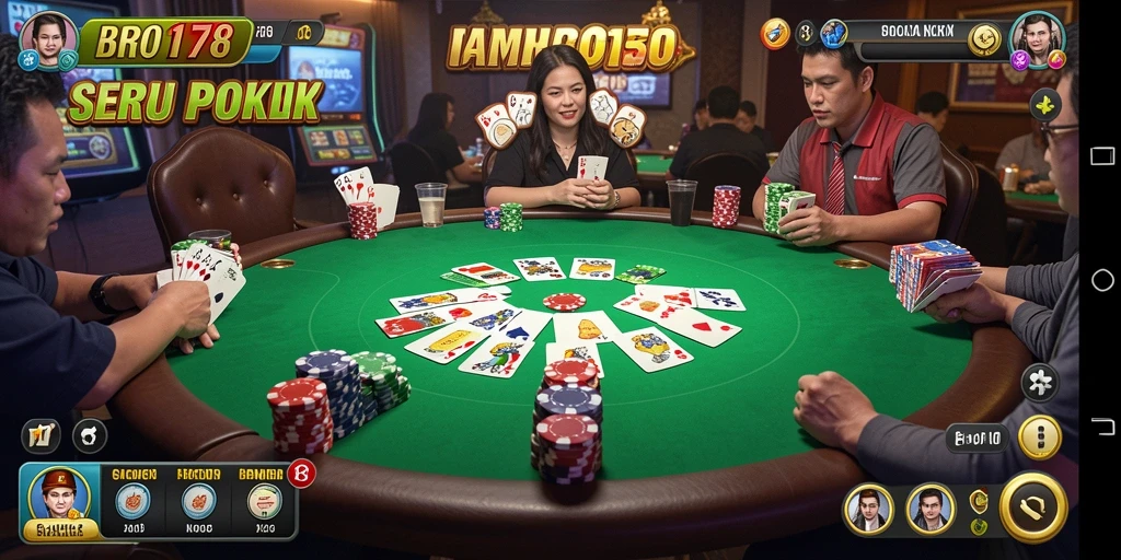 Tampilan menarik dari gameplay poker yang seru di BRO178.