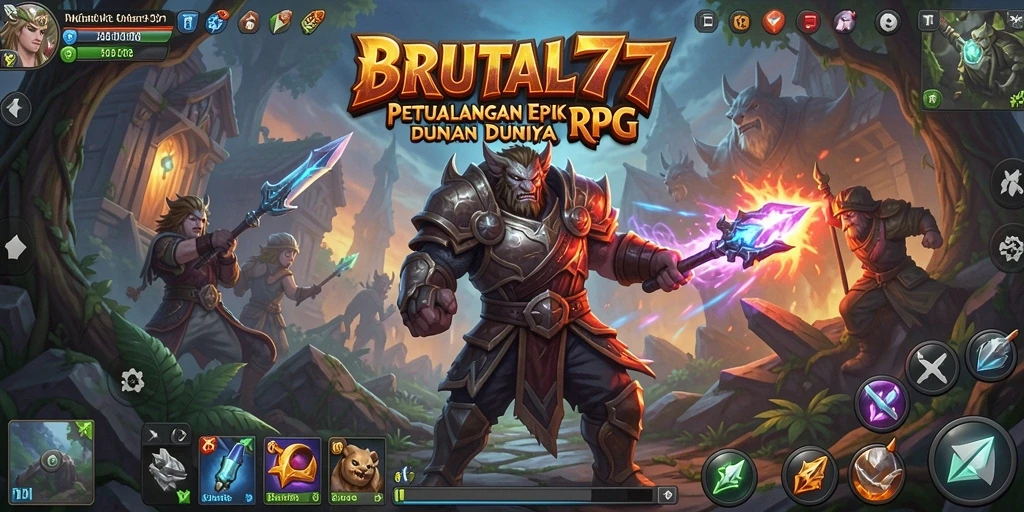Tampilan gameplay intens dan mendebarkan dari BRUTAL77.