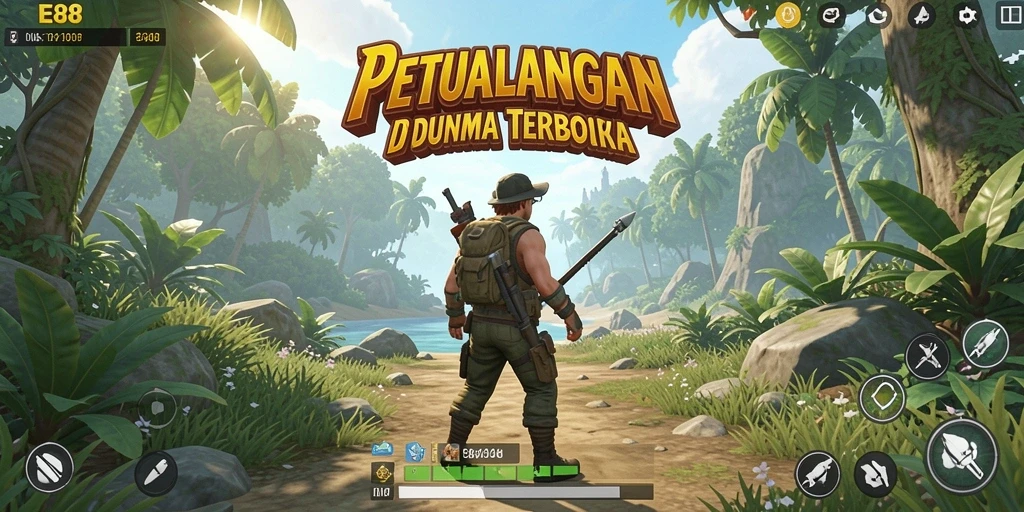 Tangkapan layar menunjukkan pemain menjelajahi dunia terbuka E88 yang menakjubkan.