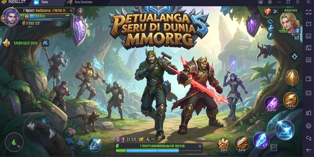 Screenshot gameplay seru dari INDSLOT dengan aksi pertempuran MMORPG.