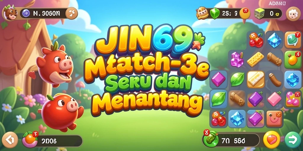 Tangkapan layar utama JIN69 menampilkan keseruan gameplay Match-3.