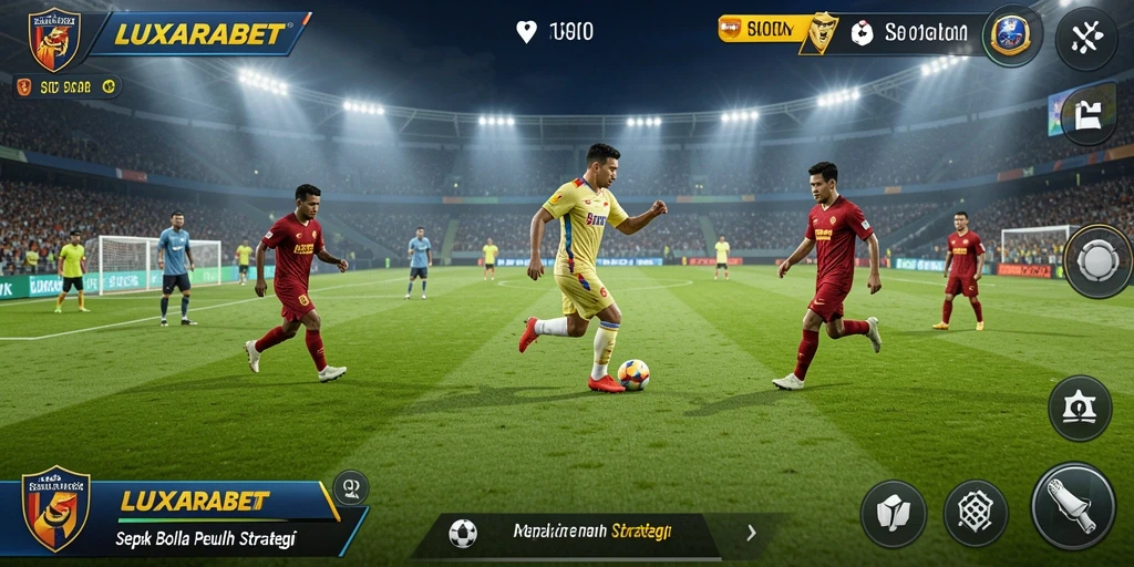 Tampilan gameplay LUXARABET yang mendebarkan dan penuh aksi sepak bola.